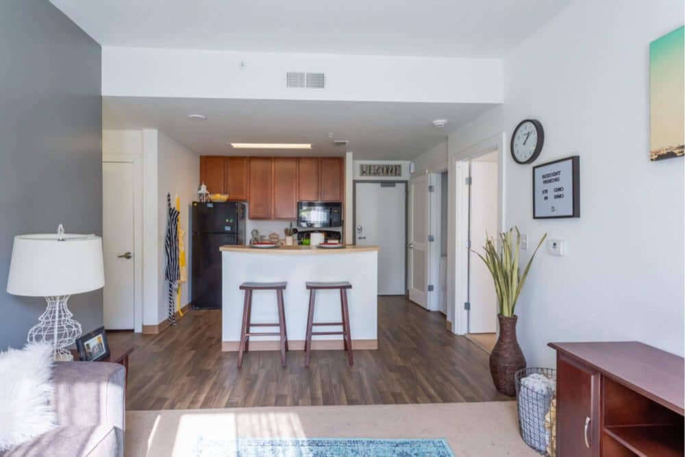 valentine commons off campus apartments steps from nc state raleigh nc fully furnished apartments open living room to kitchen floor plan